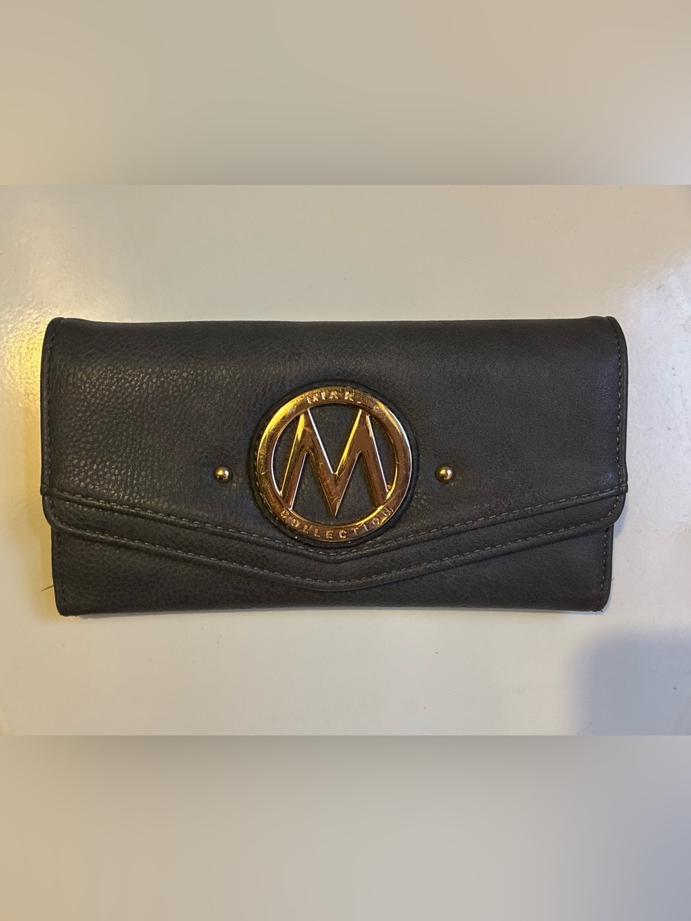 MKF Dark Gray Leather Wallet with Gold Accent